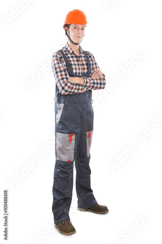 construction worker isolated on white background