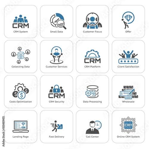 Flat Design Business Icons Set.