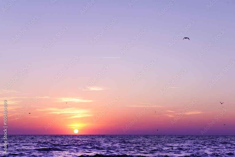 Sunset on the summer beach