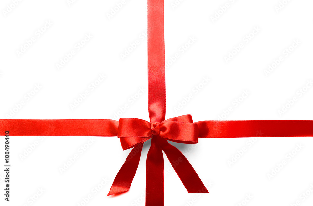 Two ribbons and bow, isolated on white Two ribbons and bow, isolated on white