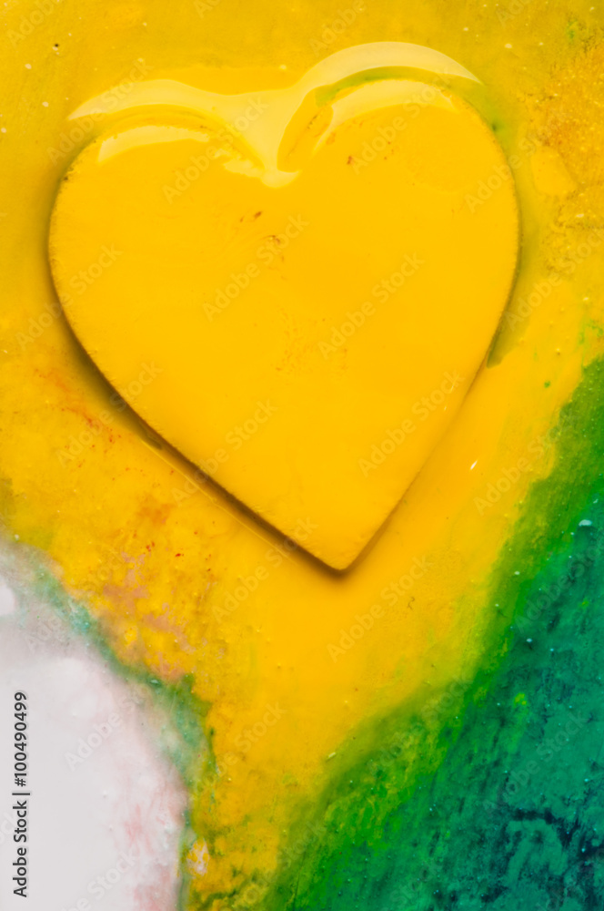 Three-dimensional hand-painted yellow on colorful background. Gift for Valentine's Day. Three-dimensional hand-painted yellow on colorful background. Gift for Valentine's Day.