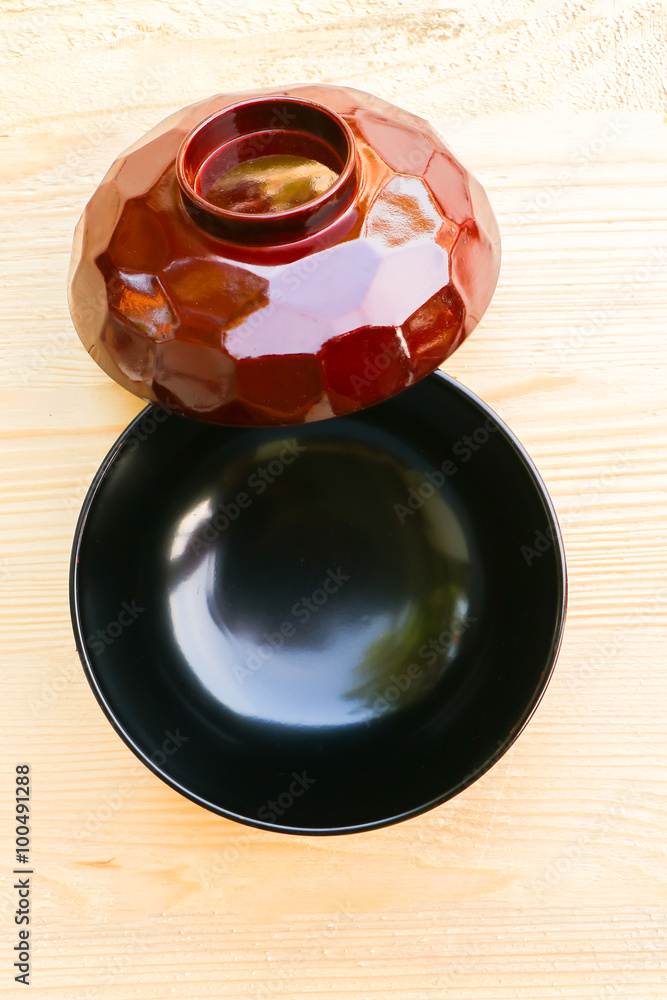 blank bowl on wooden background