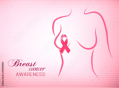 Pink breast cancer awareness background. Vector.