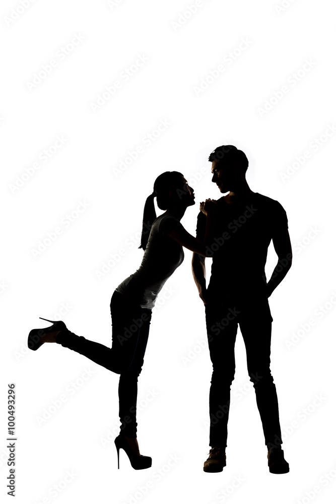 Silhouette of young Asian couple