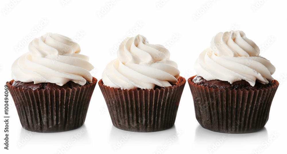 Tasty cupcakes isolated on white background Tasty cupcakes isolated on white background
