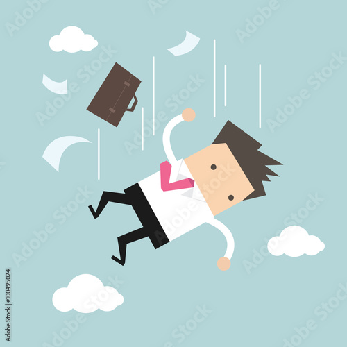 Businessman is falling from sky