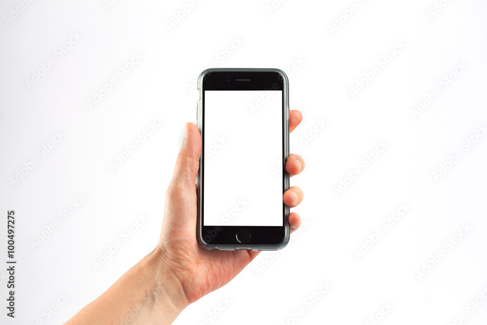 Female hand holding a mobile phone vertically