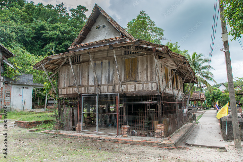 Thailand Traditional Local Architecture Building in Wat Tai Yor