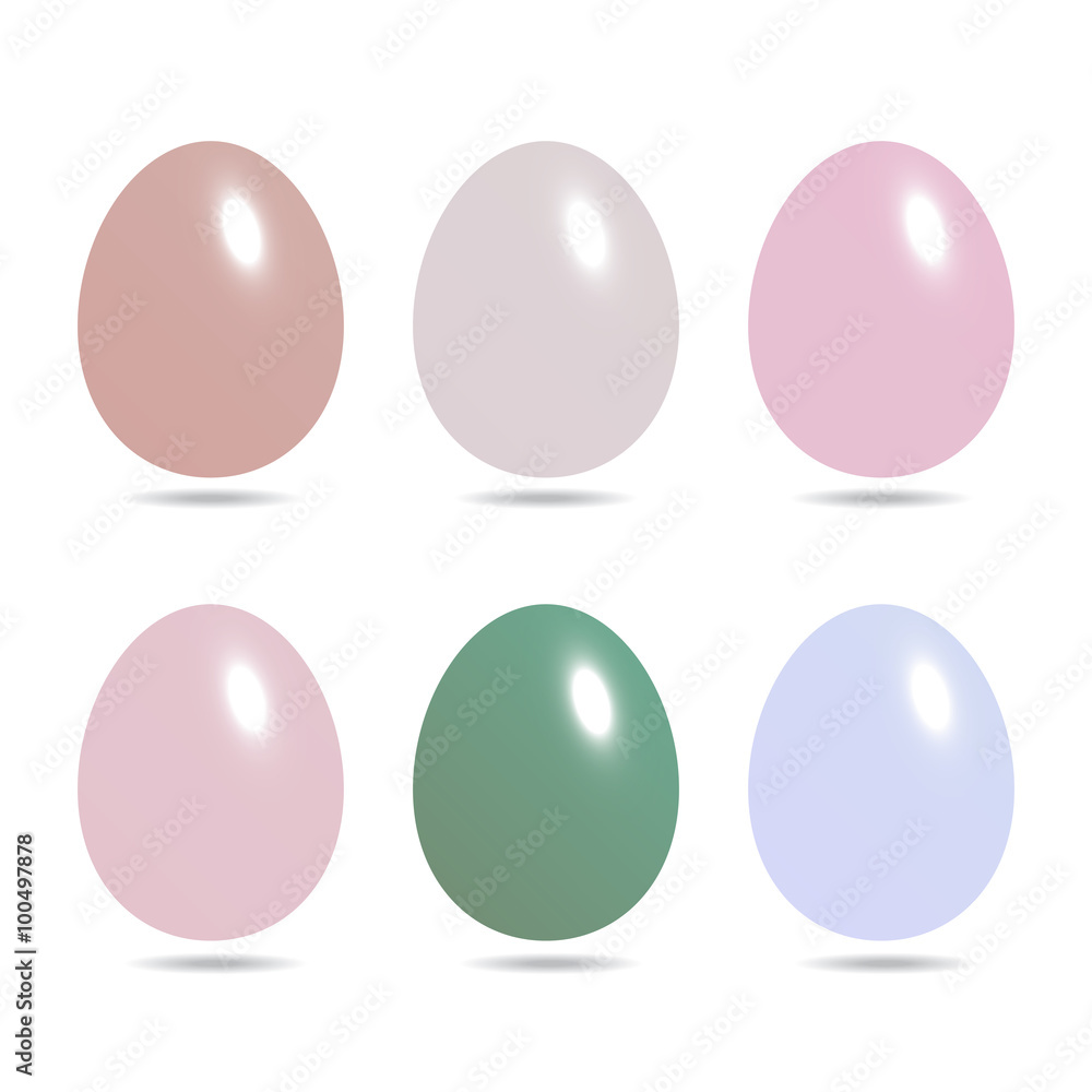Easter eggs set in pastel color isolated on white background vec Easter eggs set in pastel color isolated on white background vec