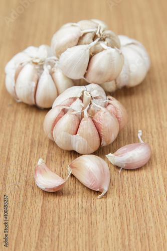 Garlic on the wooden background