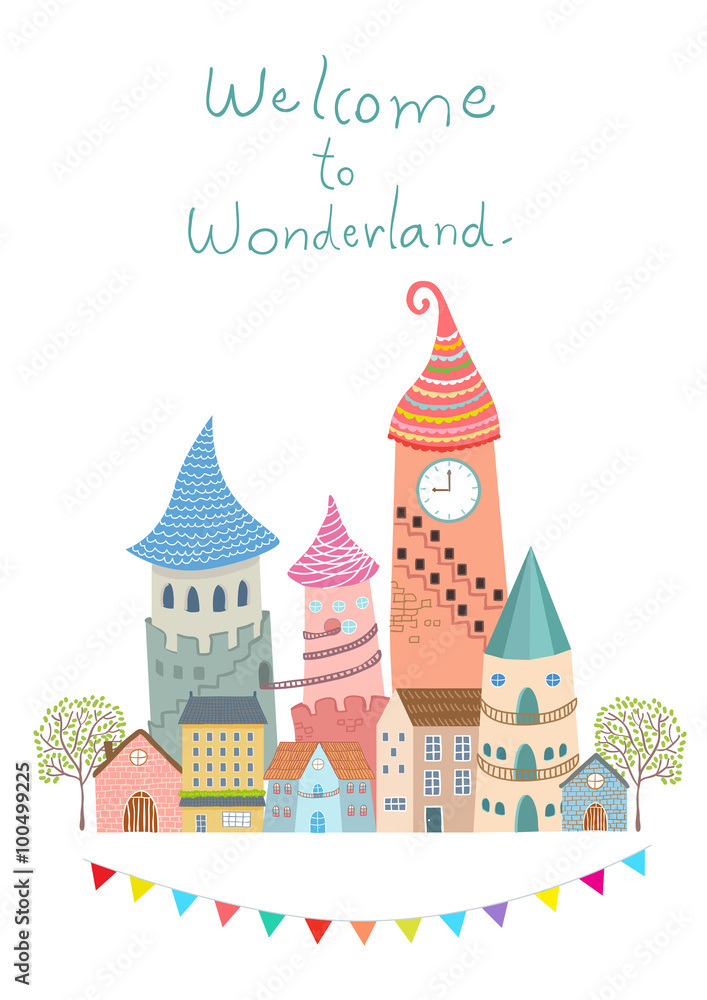 welcome to wonderland vector illustration