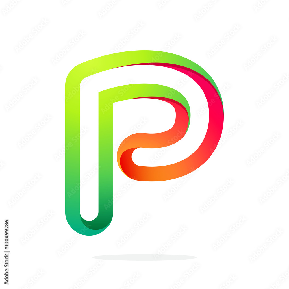 P letter one line colorful logo P letter one line colorful logo