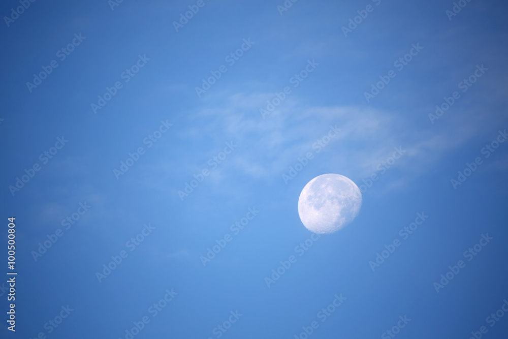blue sky with moon blue sky with moon