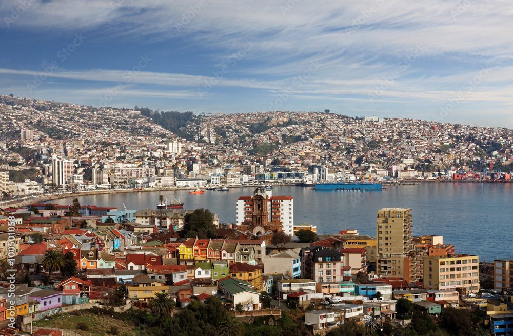 aerial view of town of Valparaiso Chile
