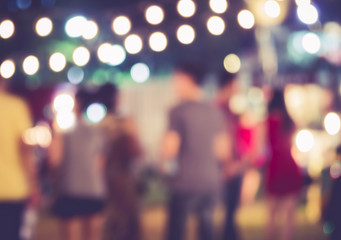Festival Event Party with Hipster People Blurred Background