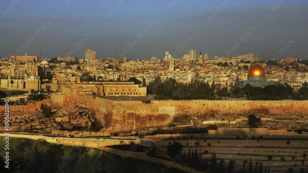 Time lapse of sunrise and shadows over Jerusalem Time lapse of sunrise and shadows over Jerusalem