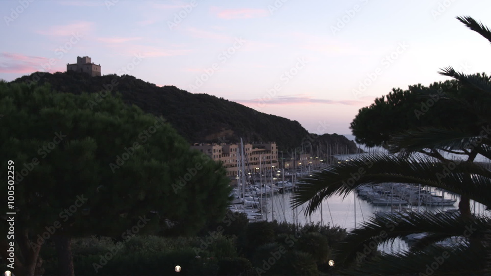Island and coast just after sunset in Italy. Island and coast just after sunset in Italy.
