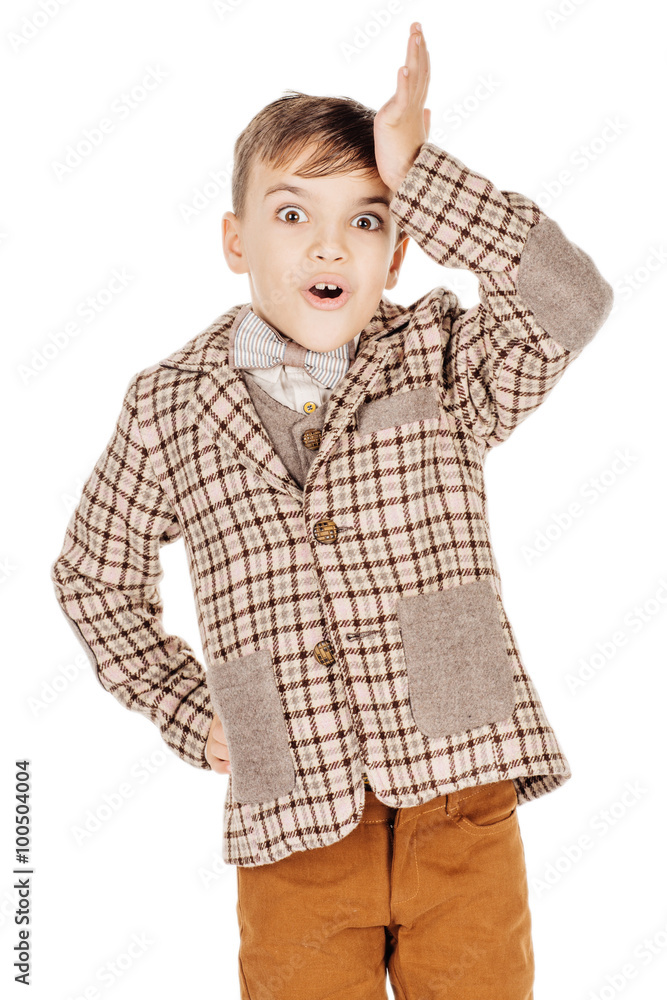 Portrait adorable young happy boy looking at camera isolated on Portrait adorable young happy boy looking at camera isolated on