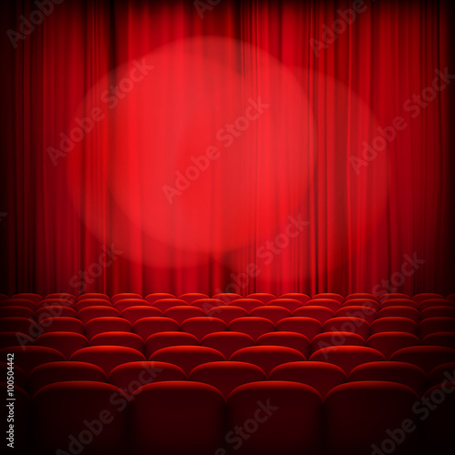 Closed theater red curtains. EPS 10