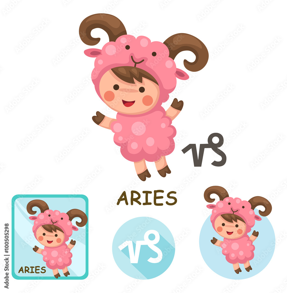 Obraz premium aries vector collection. zodiac signs