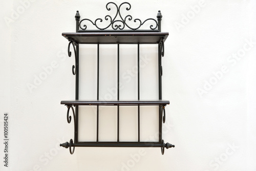 Wrought iron hanging wall shelf