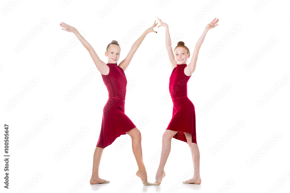 Two beautiful dancer teen girls