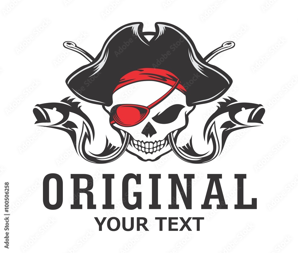 skull pirate hook and fish skull pirate hook and fish