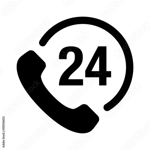 24 hour customer phone service flat icon for apps and websites