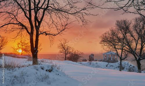 Winter dawn in the Kerch Bay