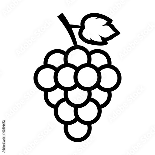 Bunch of grapes with leaf line art icon for food apps and websites