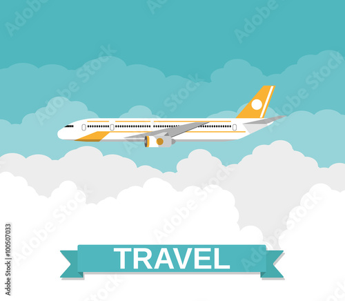 picture of a civilian plane with clouds