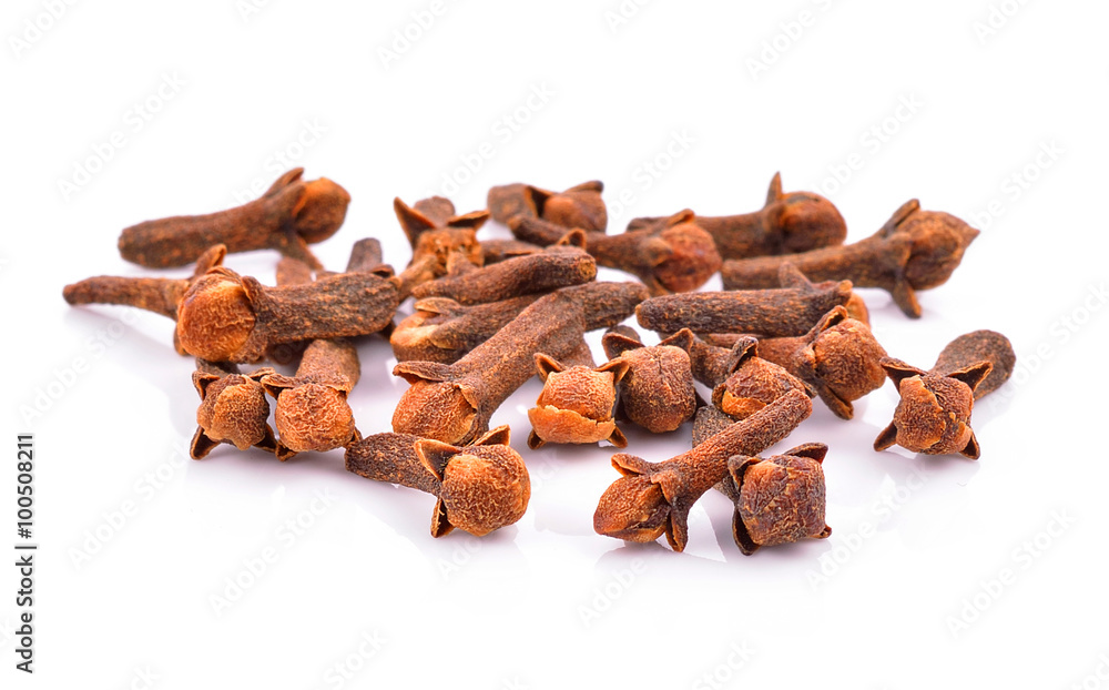 Spice cloves on white background Spice cloves on white background