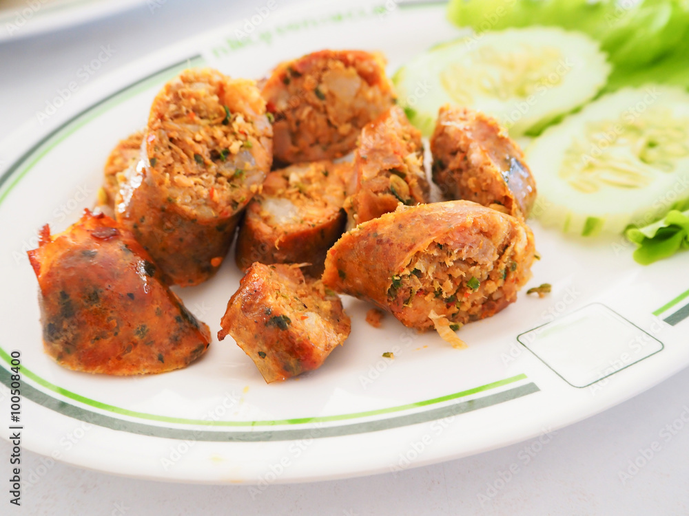 Sai Aua is name of northern Thai Northern spicy sausage Sai Aua is name of northern Thai Northern spicy sausage