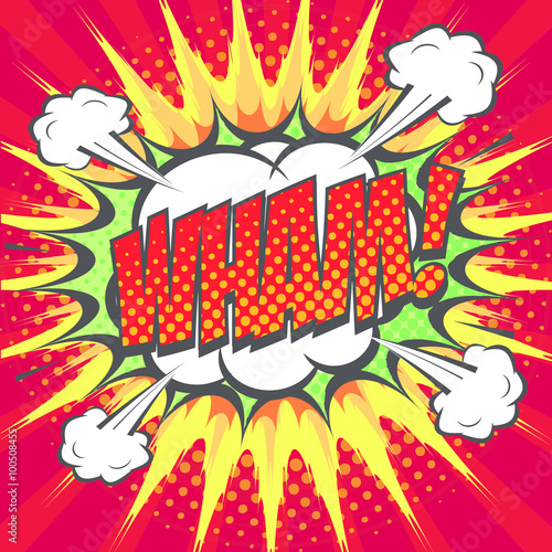 WHAM! wording sound effect set design for comic background, comic strip