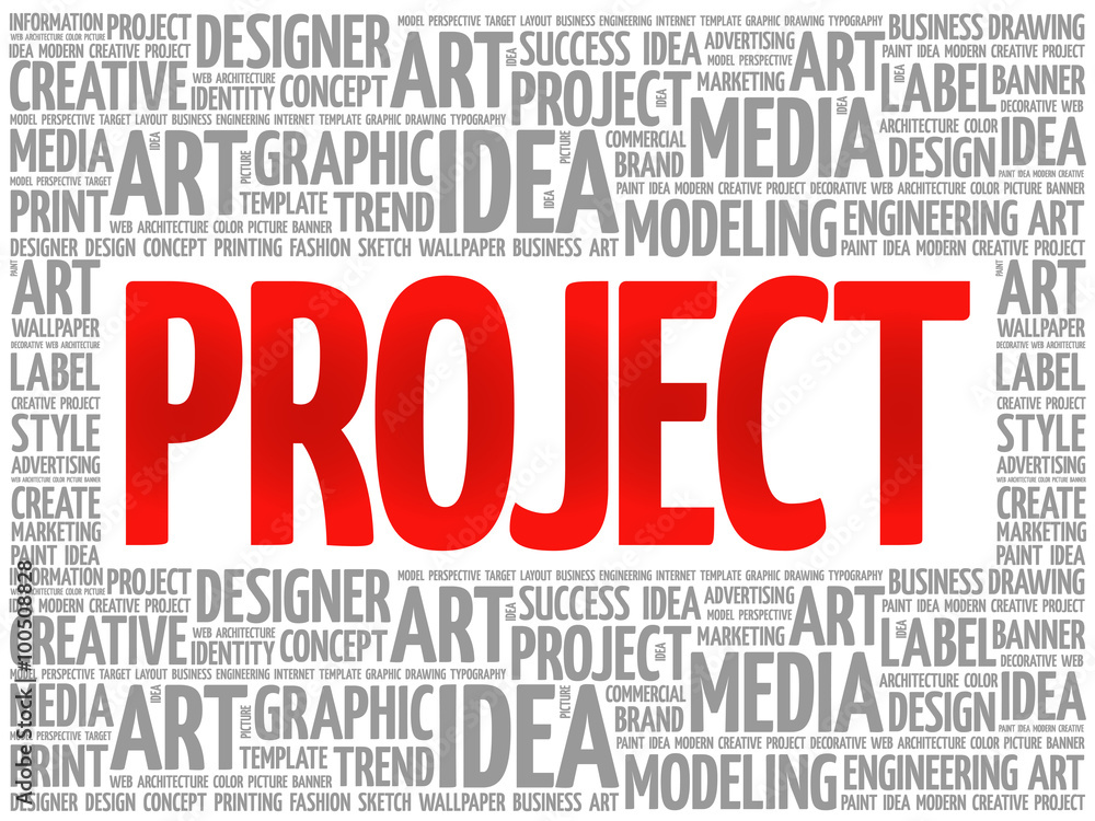PROJECT word cloud, creative business concept background PROJECT word cloud, creative business concept background