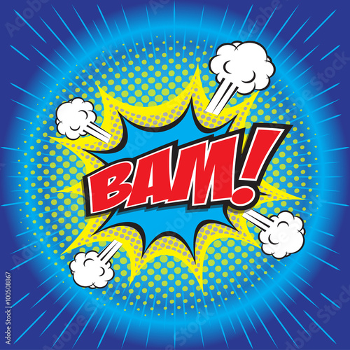 BAM! wording sound effect set design for comic background, comic strip