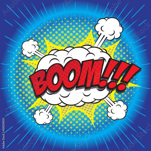 BOOM! wording sound effect set design for comic background, comic strip