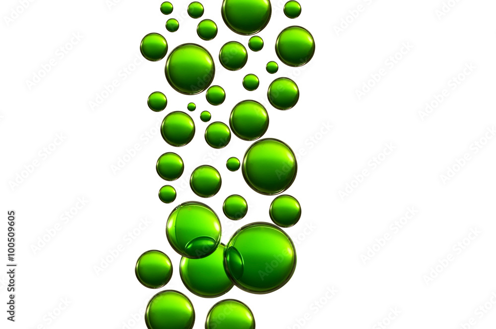 Light green air bubbles soars over a white background Light green air bubbles soars over a white background