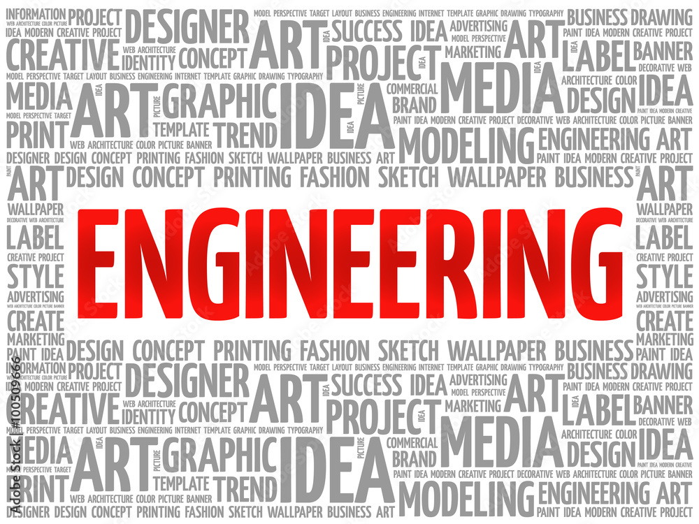 Engineering word cloud, creative business concept background