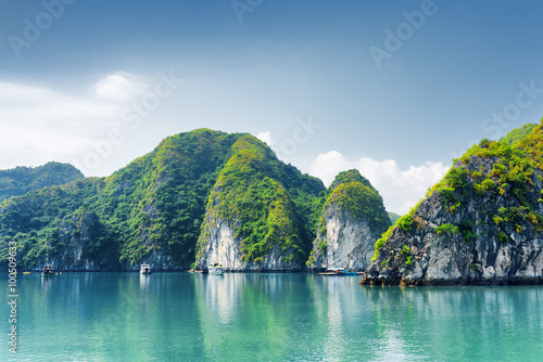 Beautiful azure water of lagoon. The Ha Long Bay  Vietnam
