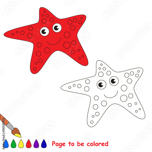 Starfish in vector cartoon to be colored. 