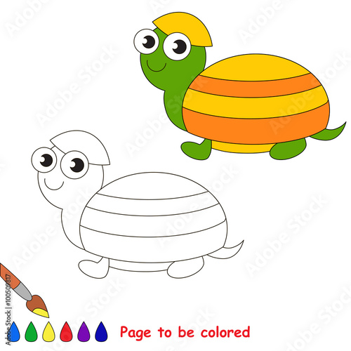 Turtle in vector cartoon to be colored. 