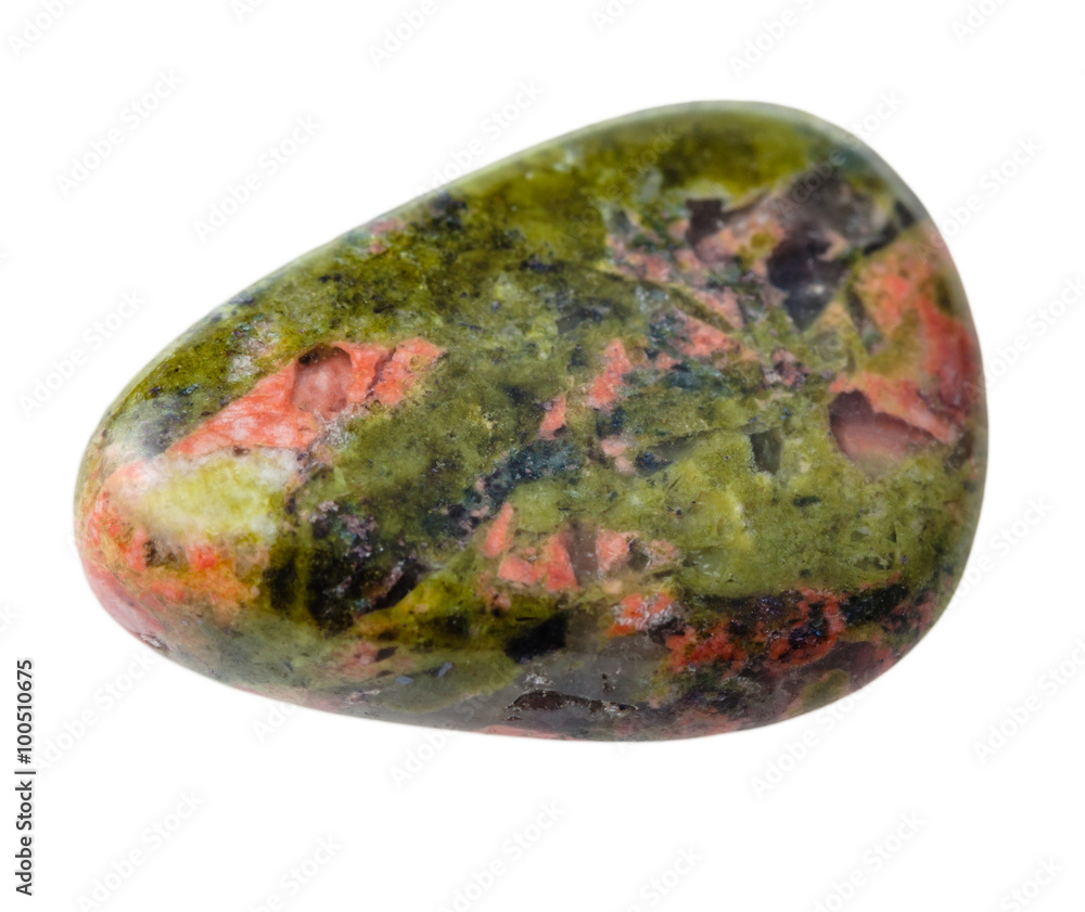specimen of Unakite gemstone isolated specimen of Unakite gemstone isolated