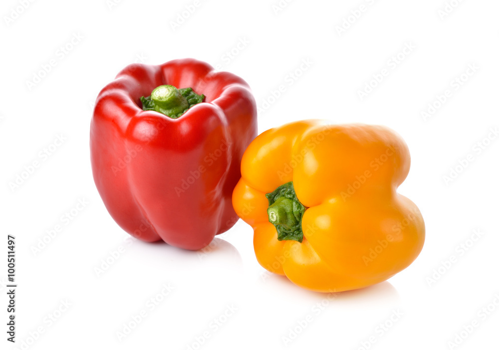 red, yellow bell pepper on white background red, yellow bell pepper on white background