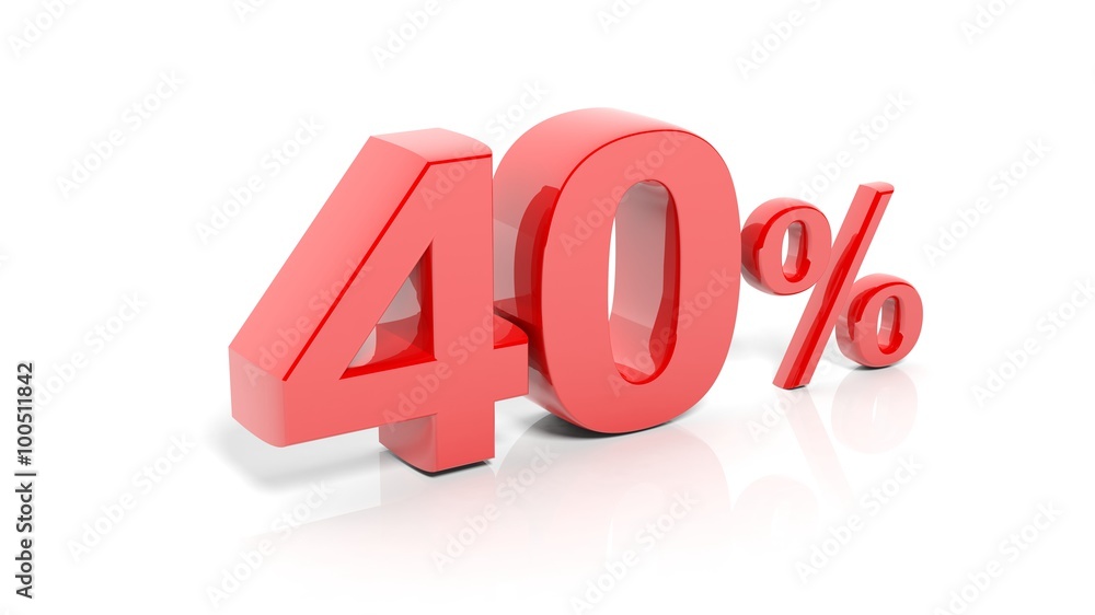 Red 40 percent number, isolated on white background. Red 40 percent number, isolated on white background.