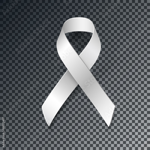 White Ribbon Alliance for Safe Motherhood, with transparent shadow isolated on dark background, vector design element.