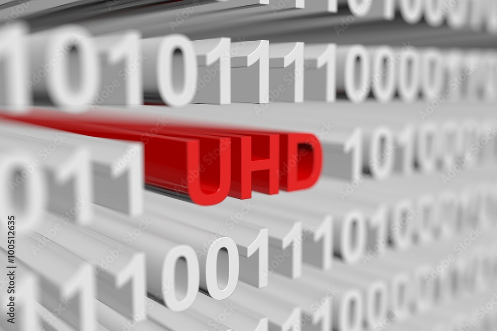 UHD is represented as a binary code with blurred background