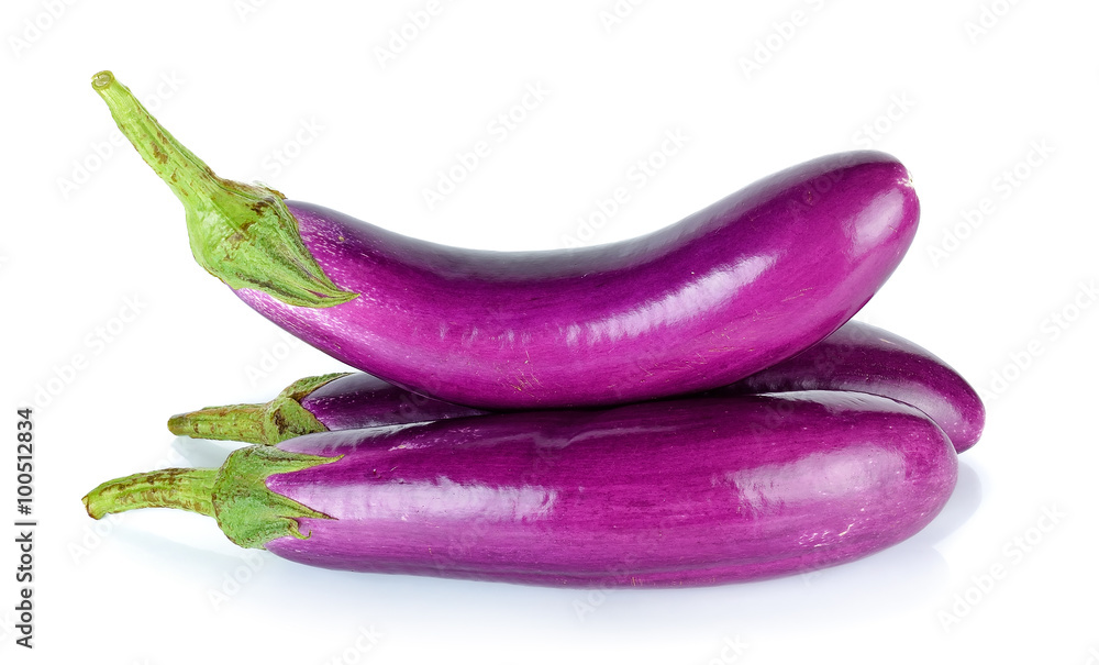 Purple eggplant isolated on the white background Purple eggplant isolated on the white background
