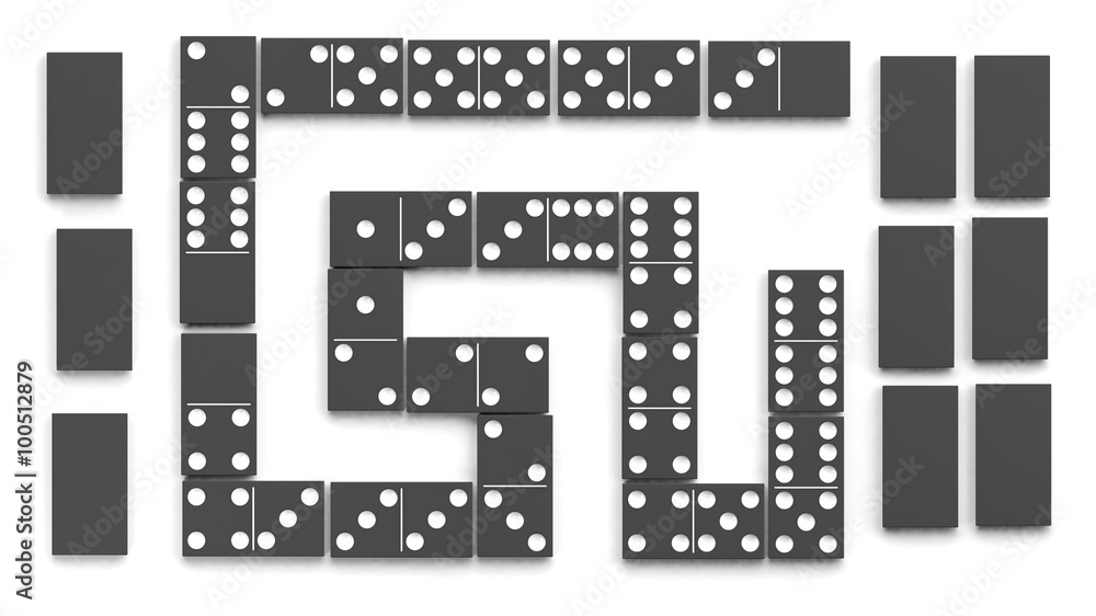 Black domino tiles set, isolated on white background Black domino tiles set, isolated on white background