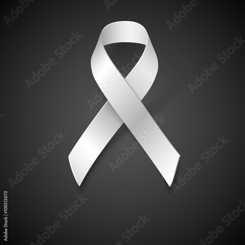 Awareness White Ribbon, Safe Motherhood Symbol on black background, vector design element.